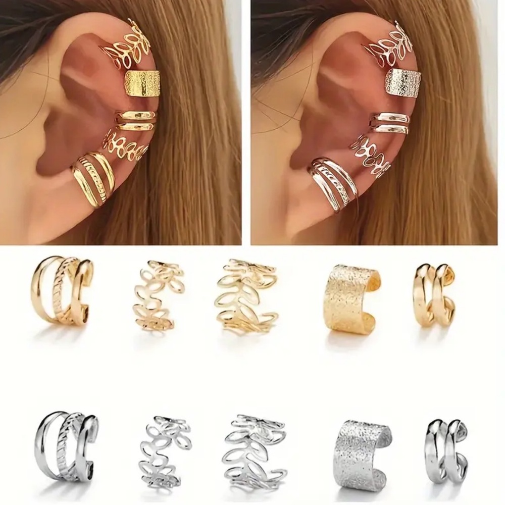 💎New 5 Pcs Ear Cuff Non Piercing Earring Clip On Cartilage Helix Wrap Earrings